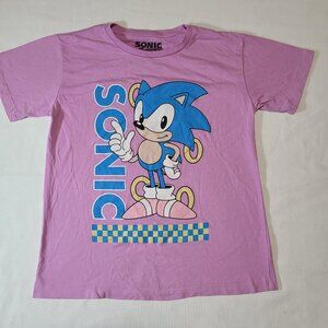 Sonic The Hedgehog Boys Pink T-Shirt Size M 7/8 Graphic Sega Character Tee
